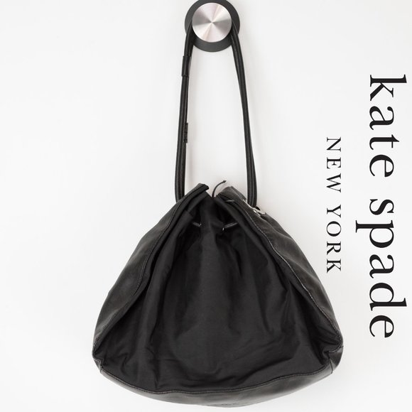 kate spade Handbags - Kate Spade Elsey Purse Nylon Leather Trim Drawstring Shoulder Bag Black